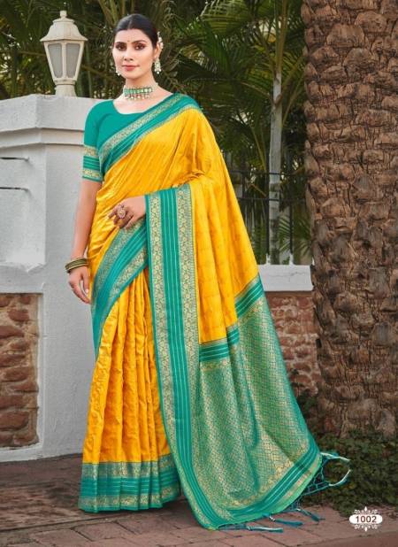 Yellow Colour Meena Silk By Bunawat Designer Wedding Wear Saree Wholesale Online 1002