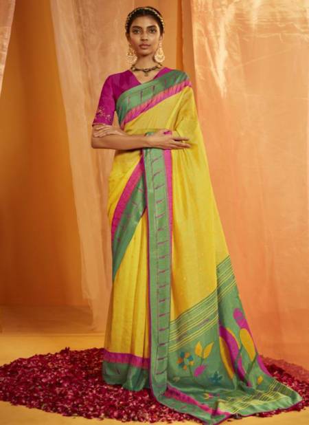 Yellow Colour Meera Paithani Hits Wholesale Ethnic Wear Designer Saree Catalog 16040 A