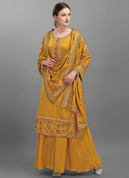 Yellow Colour Megha Ethnic Wear Wholesale Georgette Suit Catalog 1029