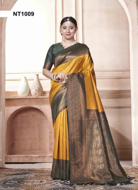 Yellow Colour Natasa By 3 Of Kubera Pattu Kanjivaram Silk Sarees Wholesale Online NT1009