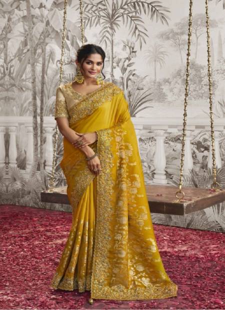 Yellow Colour Noor By Sulakshmi Viscose Wedding Wear Designer Saree Catalog 8202