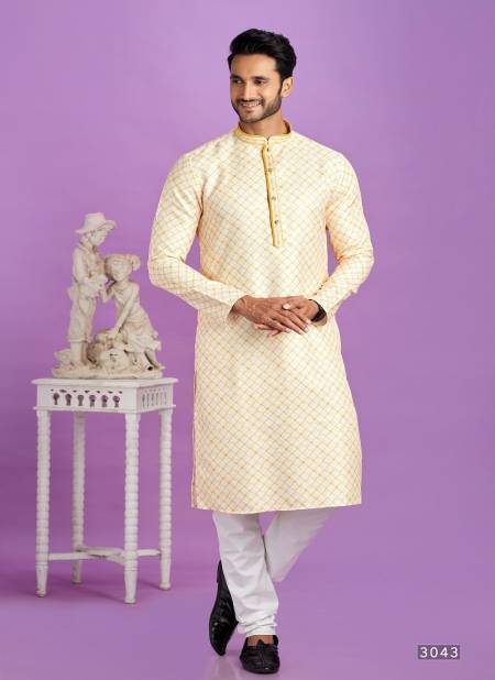 Yellow Colour Occasion Mens Wear Pintux Stright Kurta Pajama Wholesale Exporters In India 3043