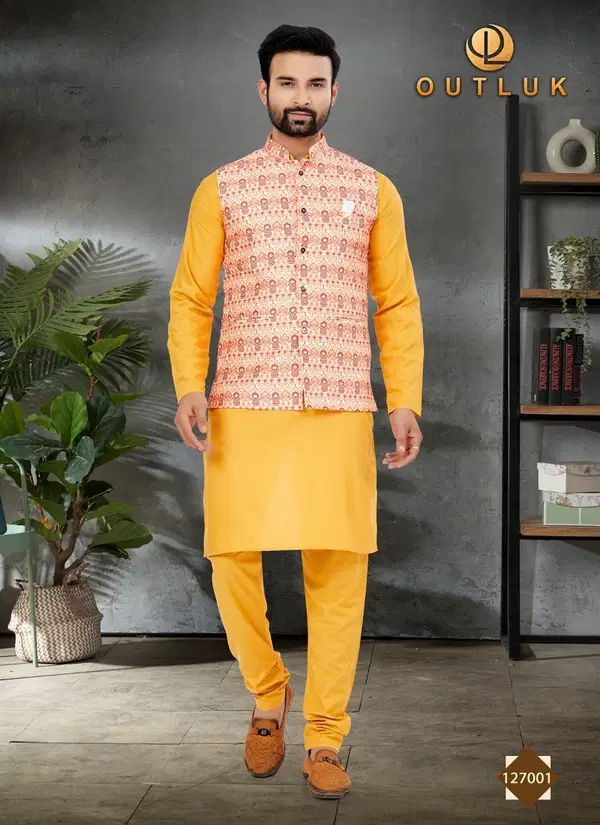 Outlook Vol 127 Wedding Mens Modi Jacket Kurta Pajama Wholesale Market In Surat 