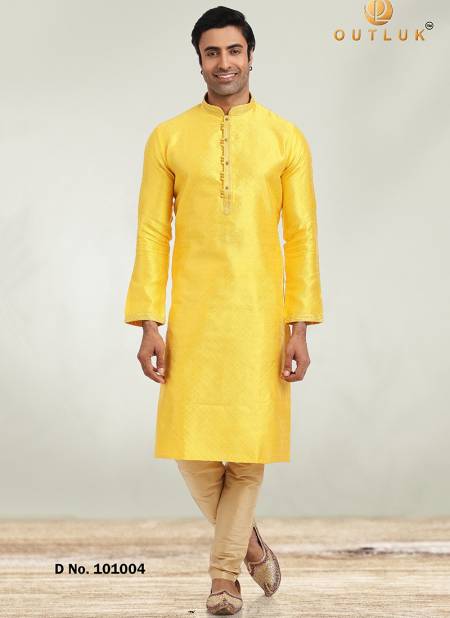 Yellow Colour Outluk 101 Wholesale Ethnic Wear Kurta Pajama Catalog 101004