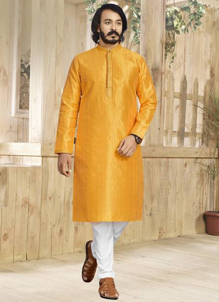 Yellow Colour Outluk 119 Festive Wear Mens Kurta Pajama Catalog 119009