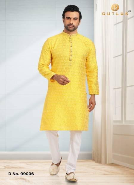 Outluk 99 Yellow Colour Casual Wear Wholesale Kurta With Pajama Collection 99006