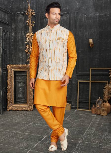 Yellow Colour Outluk Vol 69 A Function Wear Wholesale Modi Jacket Kurta Pajama 69003 A