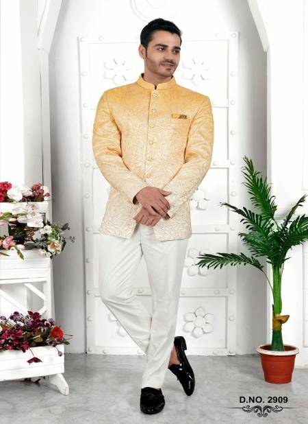 Yellow Colour Party Wear Mens Desginer Jodhpuri Jacket Wholesale Online 2909