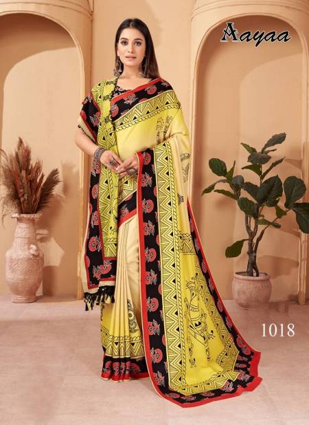 Yellow Colour Pashmina Vol 3 By Aayaa Pashmina Designer Saree Catalog 1018