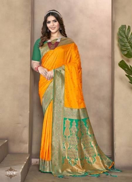 Yellow Colour Priyavadhu By Bunawat Silk Wedding Sarees Wholesale Market In Surat With Price 1004