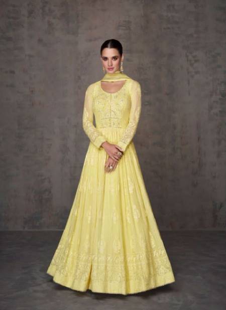 Yellow Colour Qurbat By Sayuri Designer Georgette Gown With Dupatta Catalog 5372