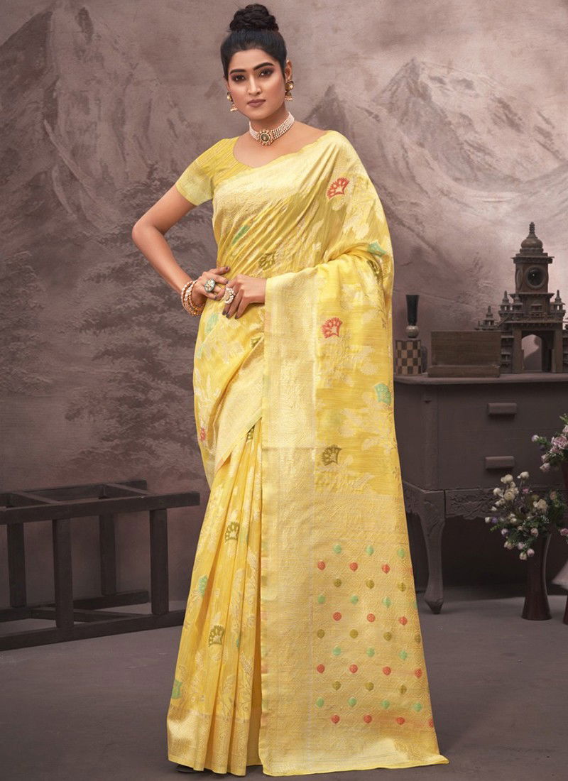 Yellow Colour Raj Mohini Designer Wholesale Silk Sarees  3171