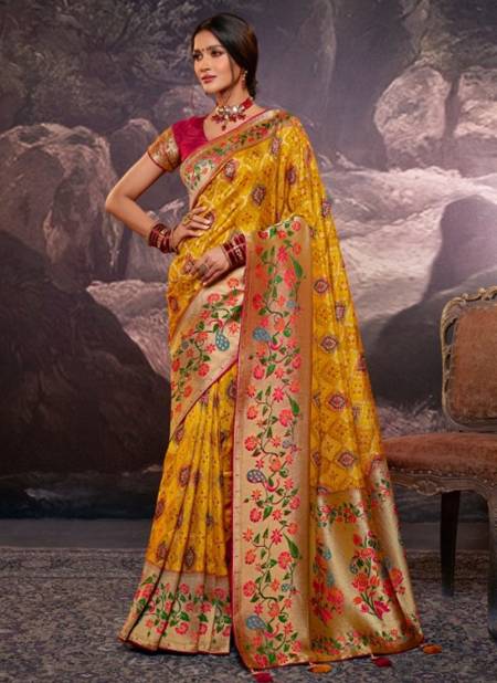 Yellow Colour Rangkat Wedding Wear Wholesale Designer Sarees 7402 A
