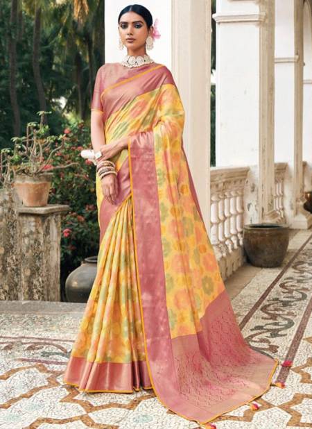 Yellow Colour Rangrez Ethnic Wear Wholesale Silk Sarees Catalog 5806