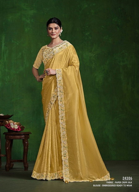 Yellow Colour Ranjhana Mohmanthan By Mahotsav Designer Wedding Wear Online Saree Wholesale 24306