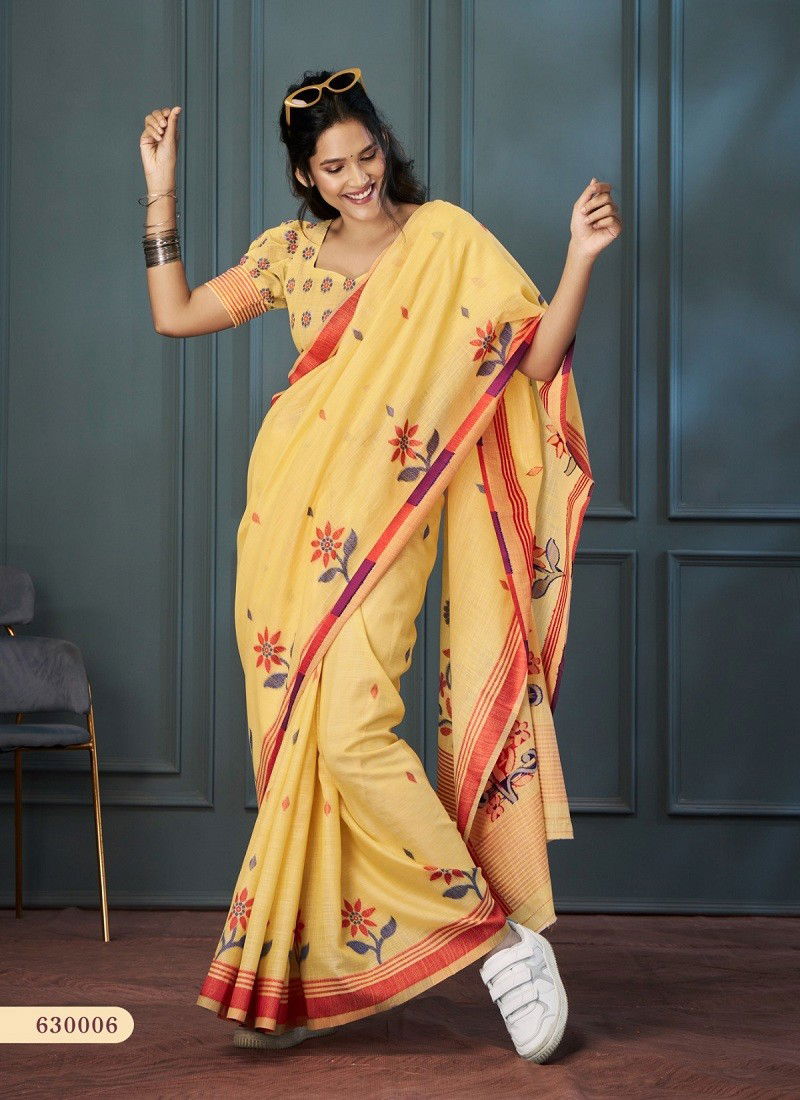 Yellow Colour Rolex By Rajpath Handloom Linen Daily Wear Saree Orders In India 630006