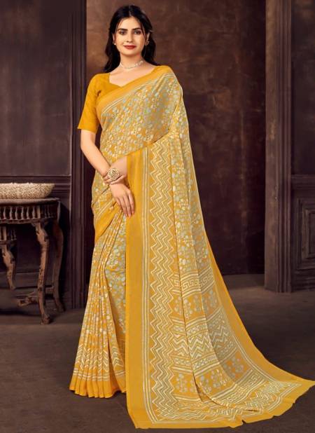 Yellow Colour Ruchi Star Chiffon 73 Edition Regular Wear Wholesale Printed Sarees 15702-A