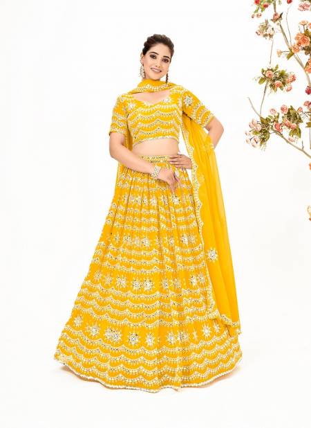 Yellow Colour SS 157 Wedding Wear Georgette Lehenga Choli Wholesale Shop In Surat GS3211