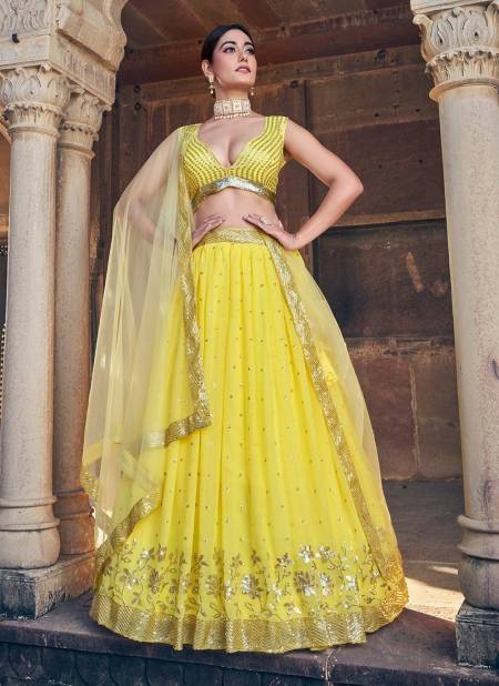 Yellow Colour SS 168 Wedding Wear Georgette Lehenga Choli Wholesale Shop In Surat GS3245