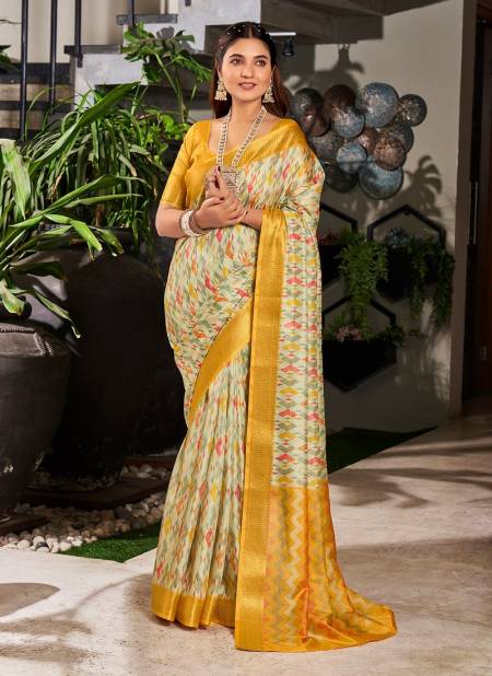 Yellow Colour SS 178 Women Geometric Printed Saree Wholesale Market In Surat With Price DS-126