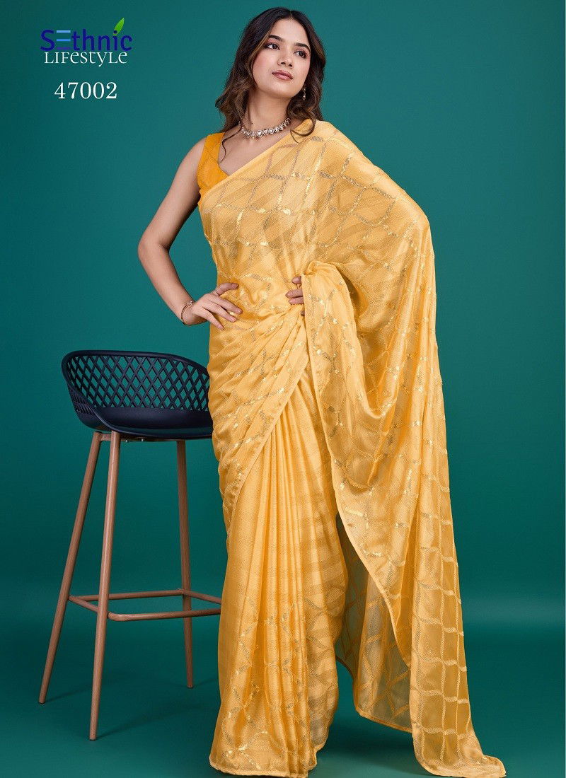 Yellow Colour Saamya 2 By Sethnic Glass Zari Fancy Saree Wholesale Shop In Surat 47002