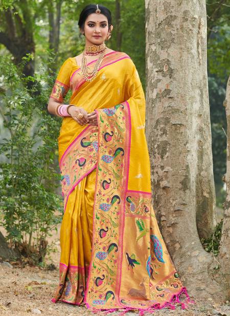 Yellow Colour Sanjivani Sangam Wholesale Silk Sarees Catalog 10022