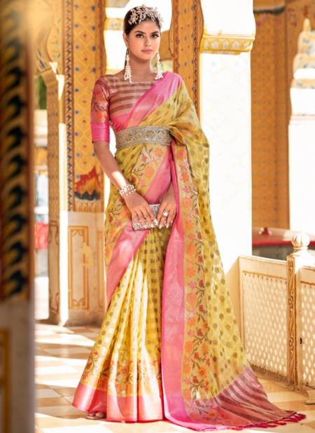 Yellow Colour Sanskriti The Fabrica Wedding Wear Wholesale Printed Sarees Catalog 12002