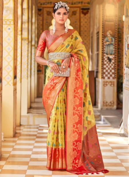 Yellow Colour Sanskriti The Fabrica Wedding Wear Wholesale Printed Sarees Catalog 12006