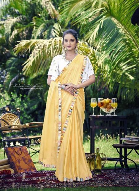 Yellow Colour Sanvi By Shashvat Designer Fancy Georgette Saree Wholesale Shop In Surat sv-009