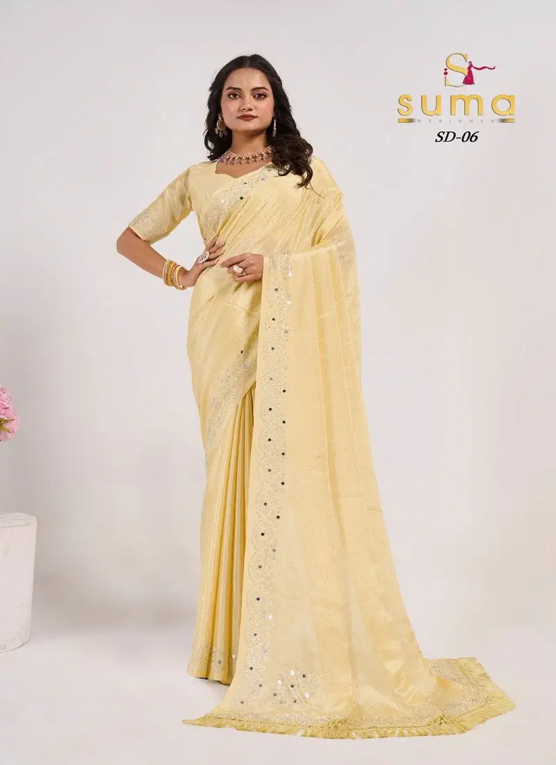 Yellow Colour Sd 01 To Sd 11 By Suma Designer Party Wear Saree Wholesale Online Sd 06