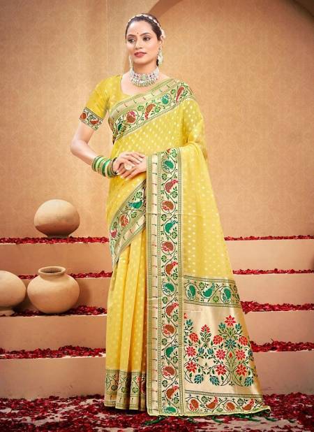 Yellow Colour Shahi Cotton 1001 TO 1006 Series By Bunawat Cotton Sarees Wholesale Online 1003