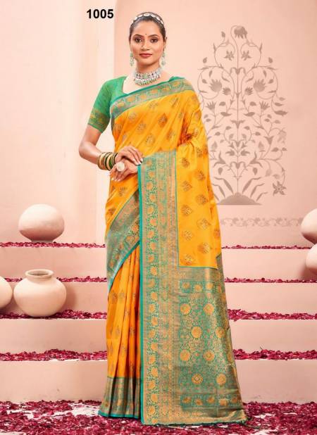 Yellow Colour Sharda Silk By Bunawat Kanjivaram Wedding Sarees Wholesale Clothing Suppliers In India 1005