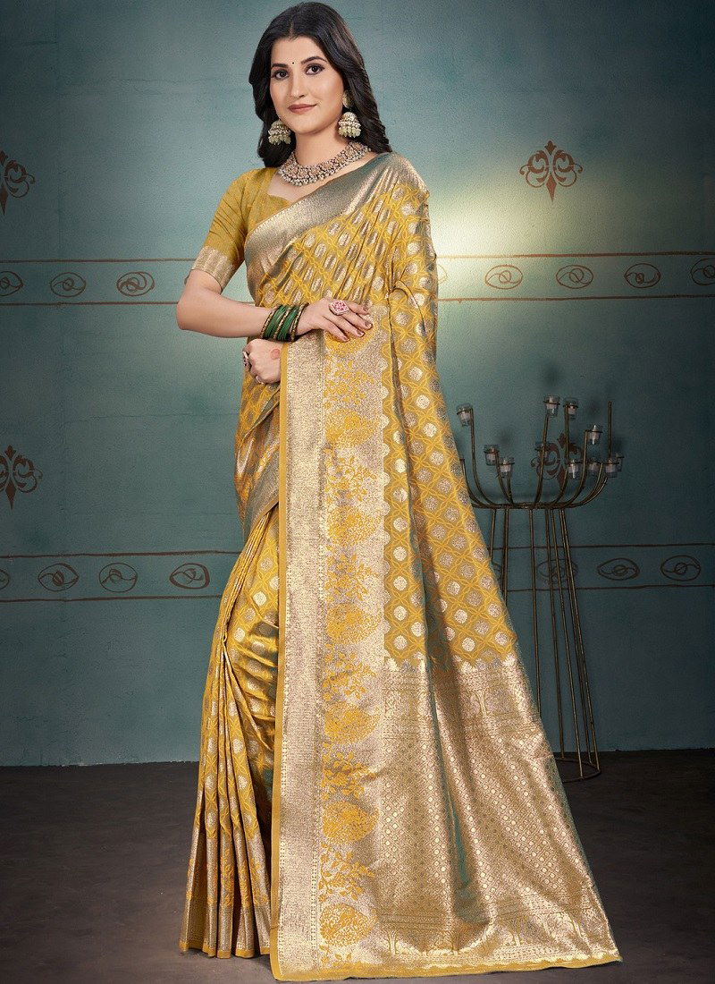 Yellow Colour Shourya By Bunawat Silk Designer Wedding Saree Wholesale Market 1001