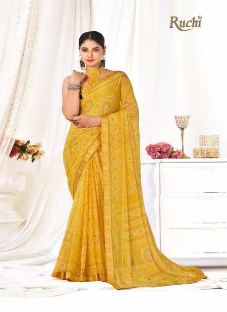 Yellow Colour Simayaa Vol 19 By Ruchi Chiffon Daily Wear Saree Catalog 26203 A