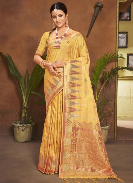 Yellow Colour Sohail Silk Printed Function Wear Wholesale Silk Sarees 3081