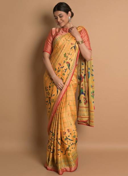 Yellow Colour South Indian Printed Wholesale Designer Sarees 6807