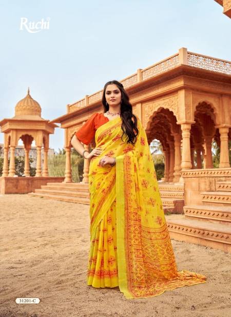 Yellow-Colour-Star-Chiffon-151-By-Ruchi-Daily-Wear-Chiffon-Sarees-Exporters-In-India-31201-C