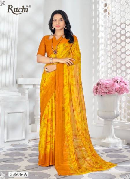 Yellow Colour Star Chiffon 159 By Ruchi Printed Daily Wear Sarees Orders In India 33506-A