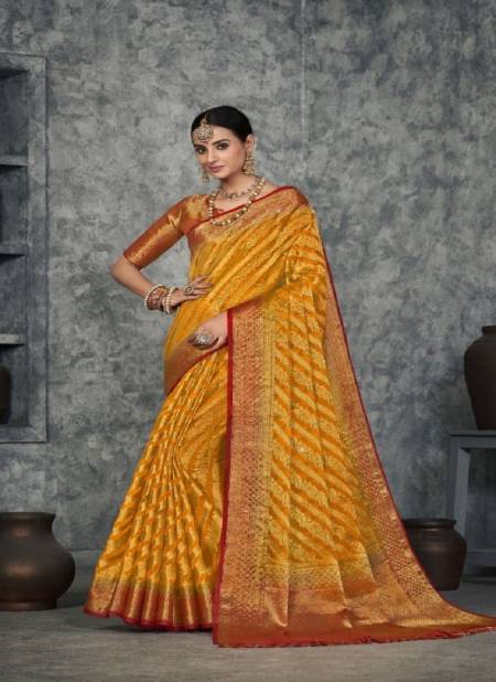 Yellow Colour Suchitra Silk Vol 1 By Pankh Wedding Saree Catalog 4701