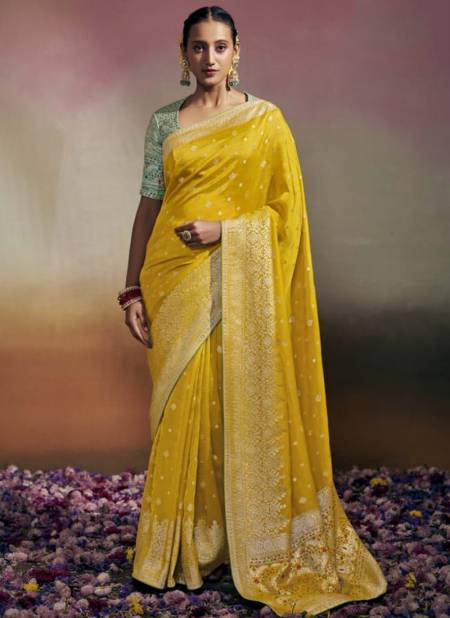Yellow Colour Surkhi By Kimora 175 To 181 Printed Sarees Catalog 177