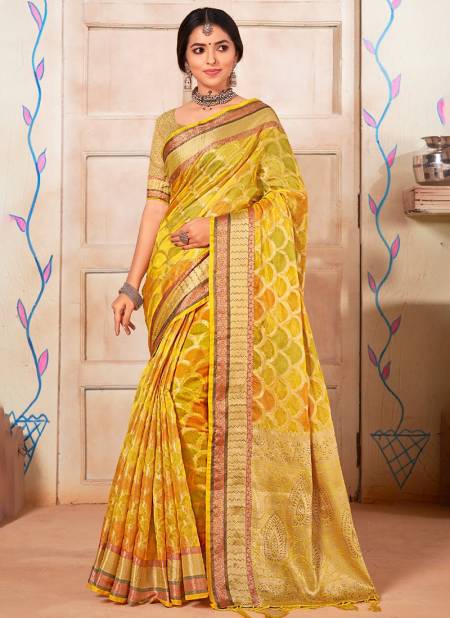 Yellow Colour Surtaal Sangam Function Wear Wholesale Designer Sarees Catalog 1002