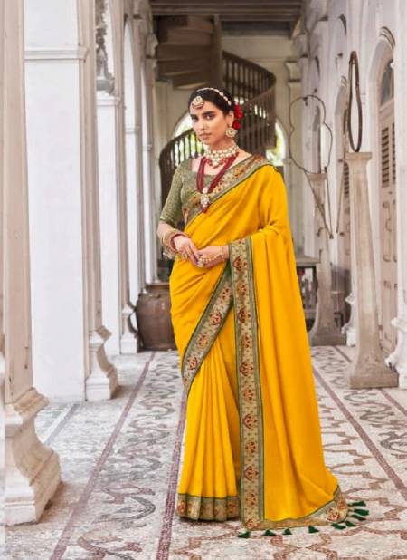 Yellow Colour Triya By Right Women Wedding Sarees Catalog 1002