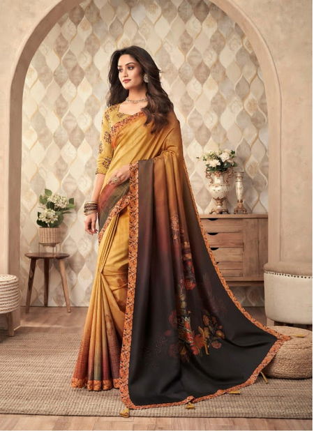 Yellow Colour Tulip Vol 4 By Anmol Printed Saree Catalog 406 Catalog