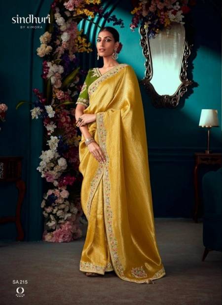 Yellow Colour Tyohaar By Kimora Fancy Fabric Wedding Wear Saree Wholesale Market In Surat SA 215