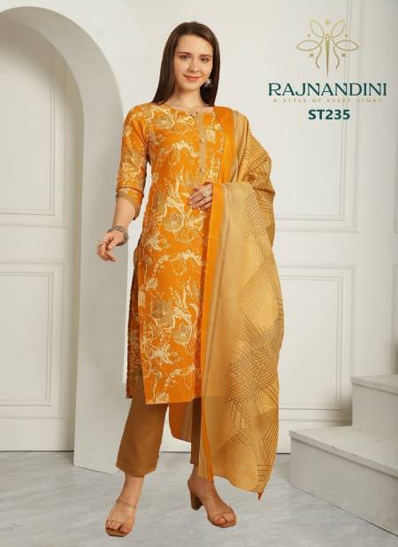 Yellow Colour Vamika By Rajnandini Heavy Indo Cotton Kurti With Bottom Dupatta Suppliers In India ST235