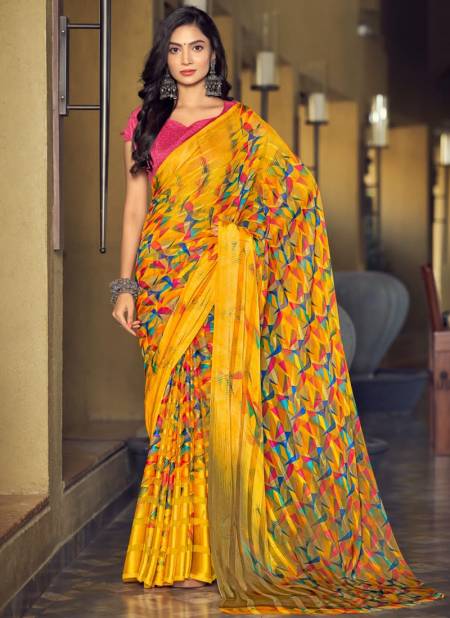 Yellow Colour Vartika Silk 2nd Edition By Ruchi Silk Sarees Catalog 22201 B