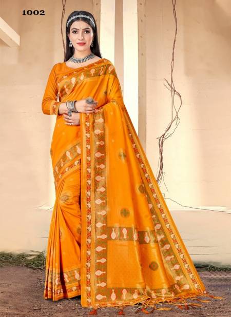 Yellow Colour Vishaka By Sangam Wedding Saree Catalog 1002