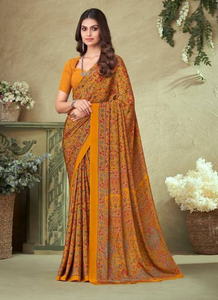 Yellow Colour Vivanta Silk 16 By Ruchi Printed Silk Crepe Saree Wholesalers Price In Surat 21501 B