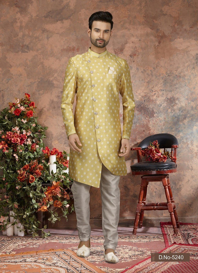 Yellow Colour Vol 11 Occasion Wear Mens Indo Western Orders In India 5240