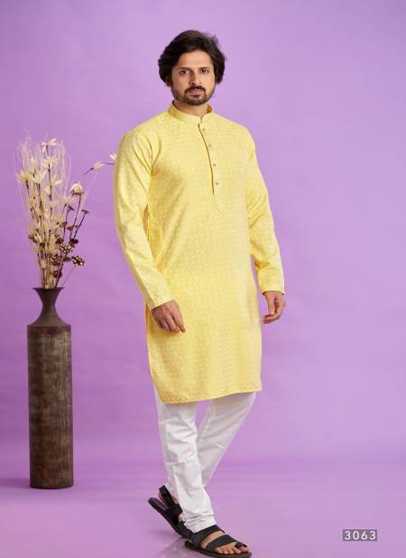 Yellow Colour Wedding Mens Wear Pintux Stright Kurta Pajama Wholesale Clothing Suppliers In India 3063